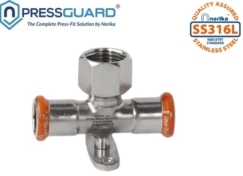 Stainless Steel 316L Press Fit Wall Plate FI Tee